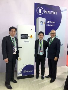 Heateflex CEO Jorge Ramirez with the Aquarius DI Water Heater