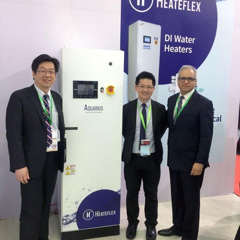 Heateflex CEO Jorge Ramirez with the Aquarius DI Water Heater