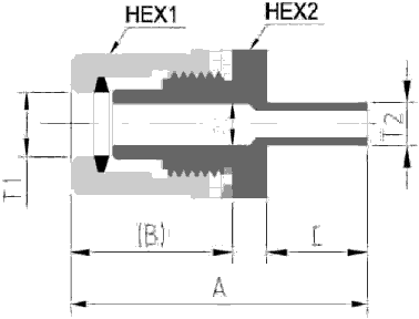 Fit-One PFA Fitting Reducing Union Adaptor T Type Diagram