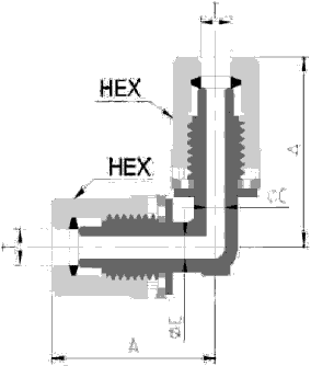 Fit-One PFA Fitting Union Elbow Diagram