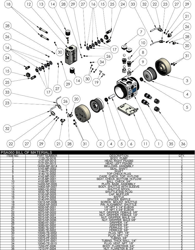 Exploded Views - White Knight Fluid Handling diagram of solvent 